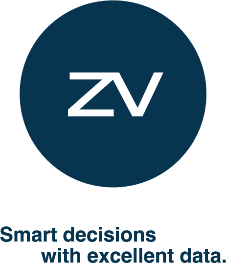 Es ist das Logo von zetVisions mit dem Claim "Smart decisions with excellent data." zu sehen.